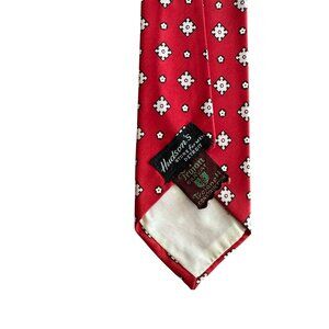 Hudsons Store For Men Vintage Red Silk Tie Geometric Pattern 3" Wide 52" Long